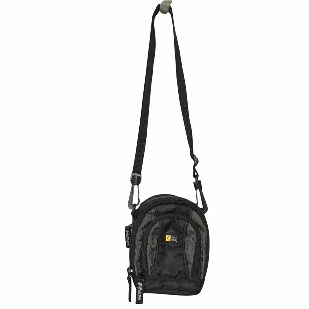 Case Logic Small black camera case with shoulder strap.
